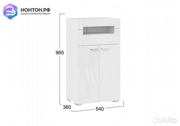 Тумба комбинированная Фьюжн белый / белый глянец