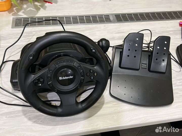 Игровой руль с педалями defender для PS3