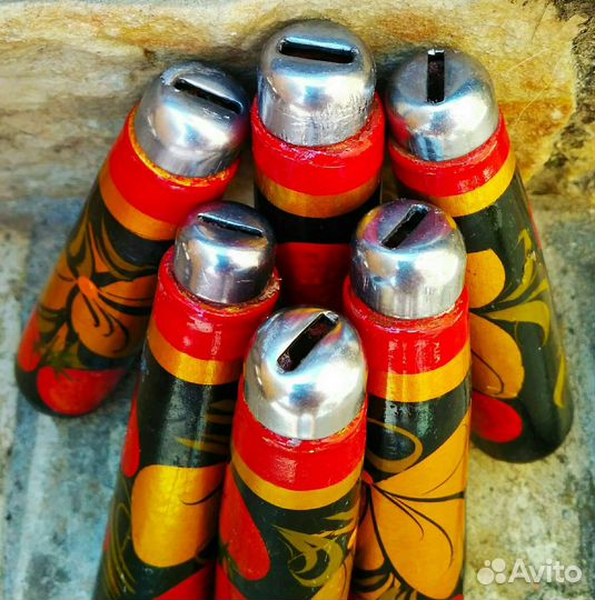 Деревянные ручки хохлома роспись СССР, цена за 3шт
