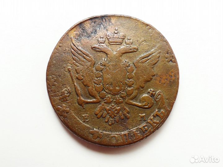 5 копеек 1764 год ем Перечекан из 10 копеек 1762 г