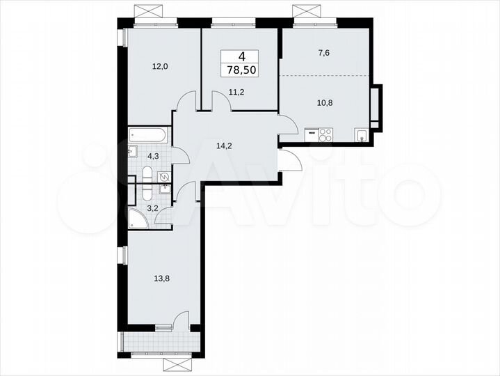 4-к. квартира, 78,5 м², 8/9 эт.