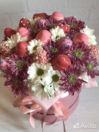 Букет цветов.Сладкий букет,клубника в шоколаде