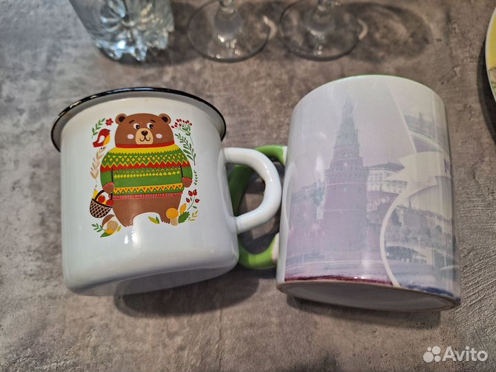 Кружки, чашки, фужеры, тарелки