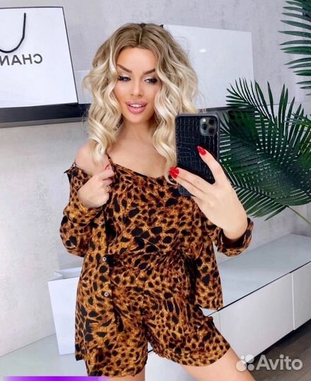 Костюм тройка женский leopard леопард 48р