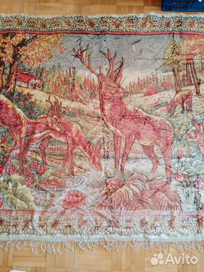 Плюшевый ковер СССР с оленями. Лот 1