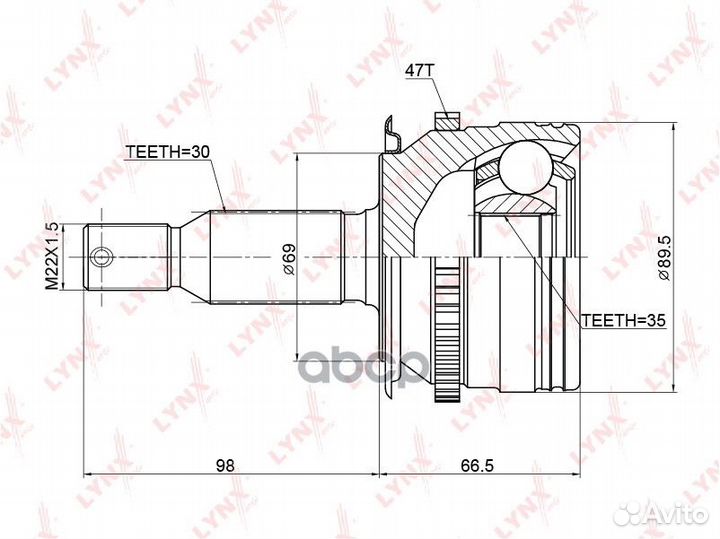 ШРУС наружный перед прав/лев CO3774A lynxauto