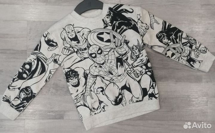 Свитшот H&M детский с начёсом пикачу халк марвел