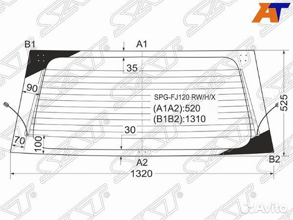 Стекло заднее toyota land cruiser prado 1996-2002