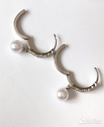 Повседневные серьги под серебро с жемчугом