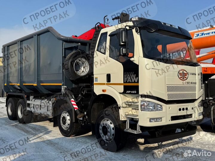 Ломовоз 30 м³ ТК Лифт на FAW CA3310 с КМУ Велмаш-С, 2022