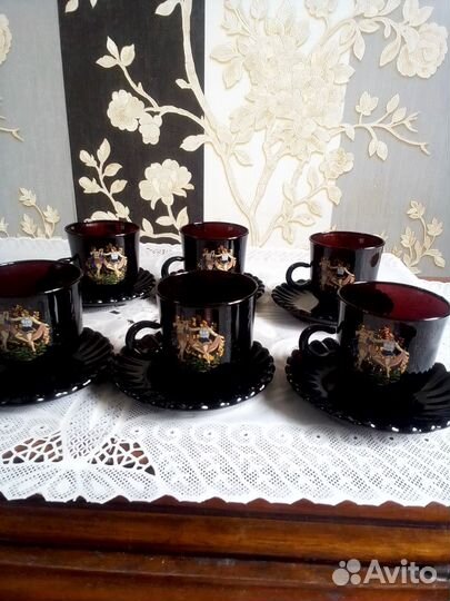 Набор кофейных пар коричневое стекло