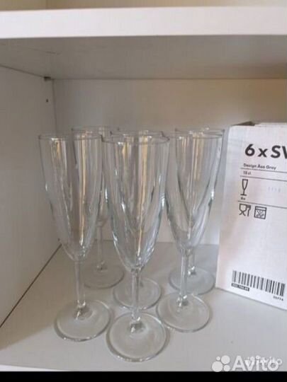 Набор бокалов для шампанского икеа svalka