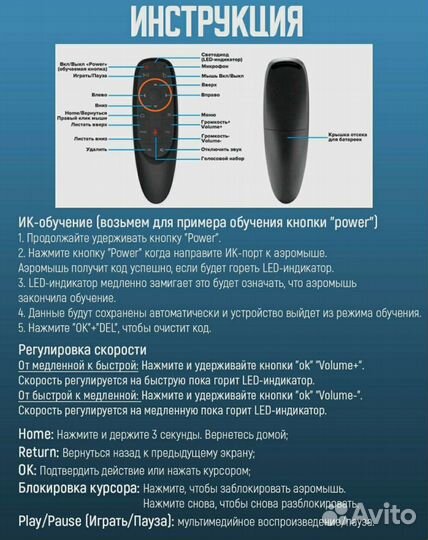 Пульт ду с гироскопом и голосовым ассистентом nью