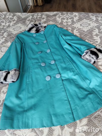 Пальто из натуральной кожи с утеплителем