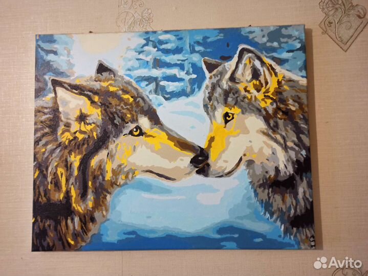 Картина интерьерная акрилом «Влюблённые волки»