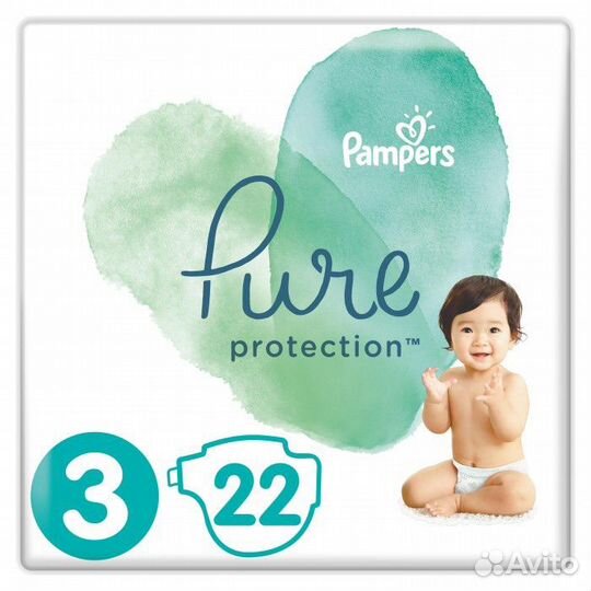 Подгузники pampers pure protection 3 22 шт