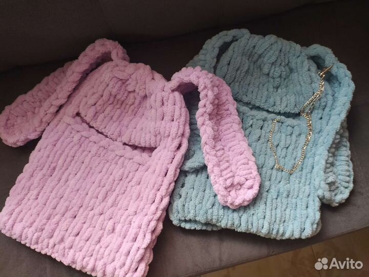 Тикток Балаклава зайка из пряжи Alize Puffy