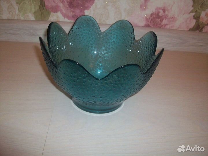 Вазочка цвет морской волны стекло СССР Винтаж