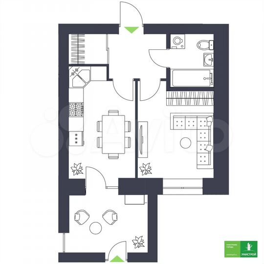 1-к. квартира, 37,2 м², 1/9 эт.