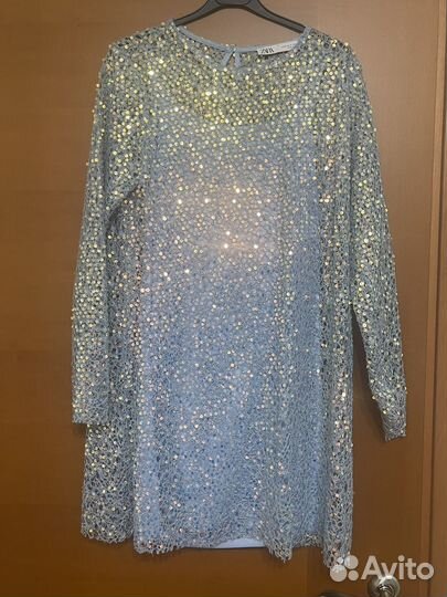 Платье с паетками Zara размер M