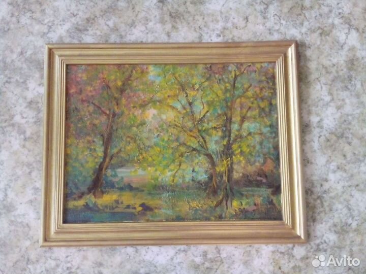 Картина СССР масло холст Пейзаж Осень
