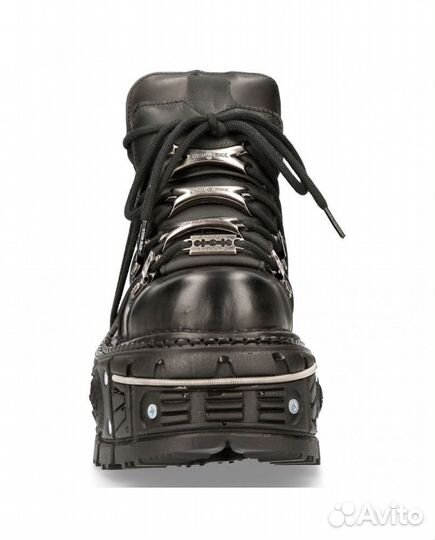 New Rock Black Leather Ankle Boots