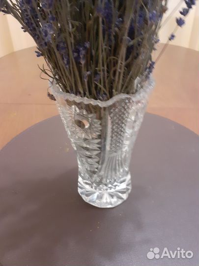 Ваза хрусталь с букетом сухой лаванды