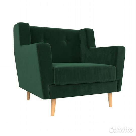 Мягкое кресло Брайтон, велюр зеленый