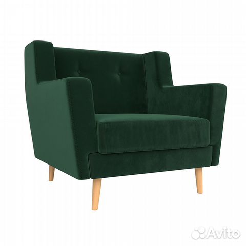 Мягкое кресло Брайтон, велюр зеленый