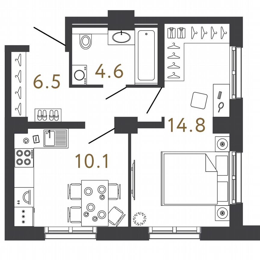 1-к. квартира, 36 м², 2/24 эт.