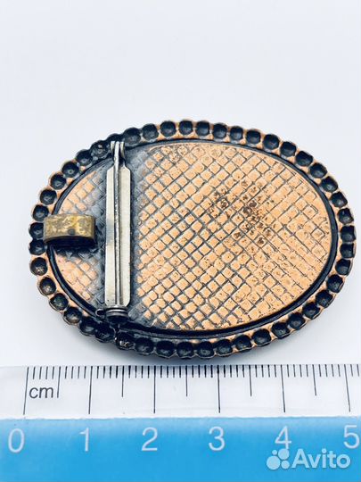 Брошь кулон винтажная Камея из меди США