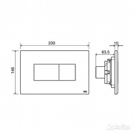 Кнопка смыва Oli 23х7.3х14.6 для инсталляции, пла