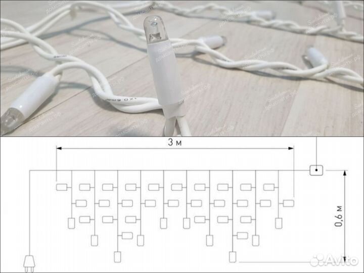 Гирлянда уличная нить для ёлок и деревьев IP65