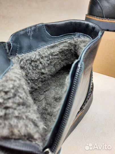 Мужские кожаные ботинки на зиму (Арт.93626)