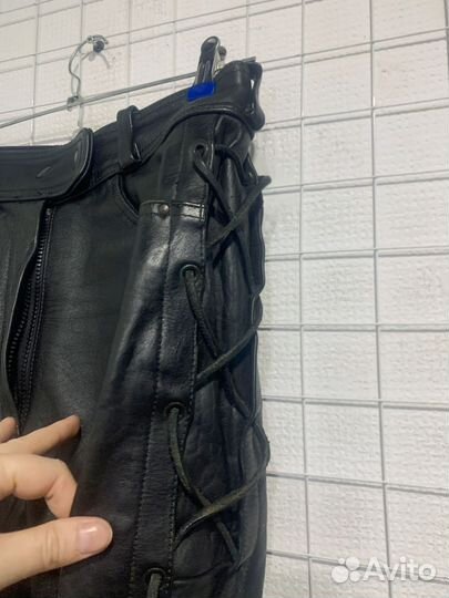 Брюки кожаные со шнуровкой