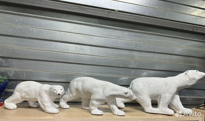 3 фигурки Белые медведи лфз СССР большие
