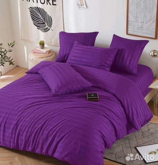 Белье постельное страйп сатин евро