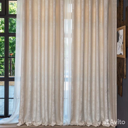 Шторы мраморные Зарина молочный