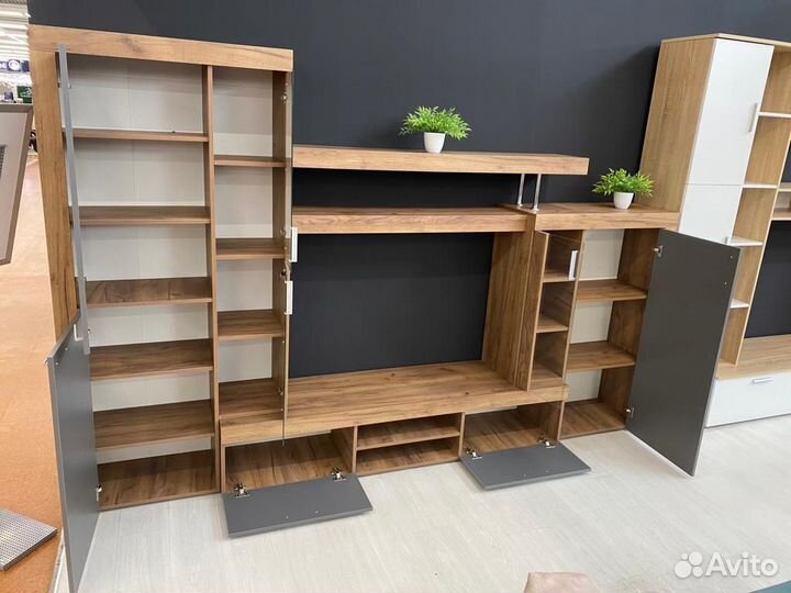 Стенка Монтана Крафт табачный, Серый графит