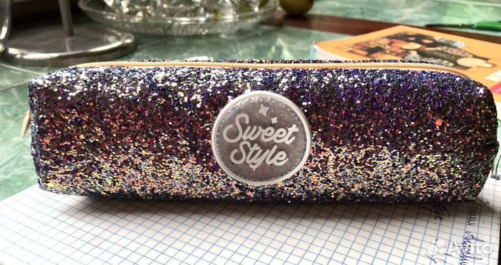Пенал школьный новый с блестками