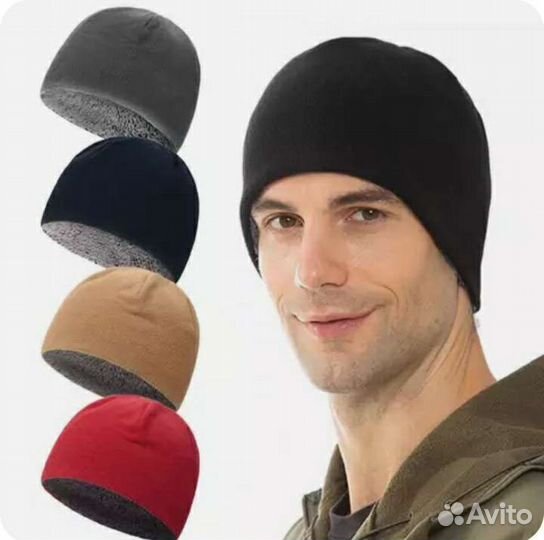 Шапка зимняя мех+флис (разные цвета)