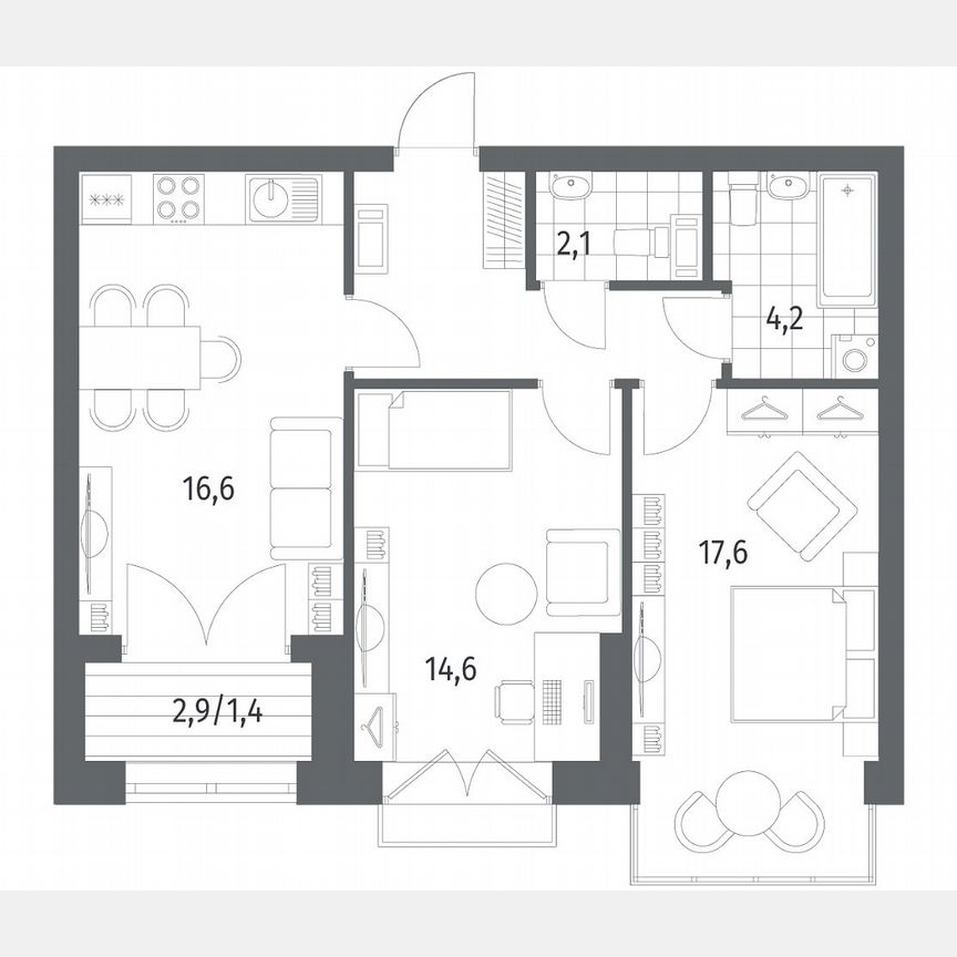 2-к. квартира, 63,9 м², 9/11 эт.