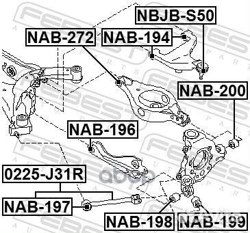 NAB-198 сайлентблок задней цапфы murano Z50 NAB