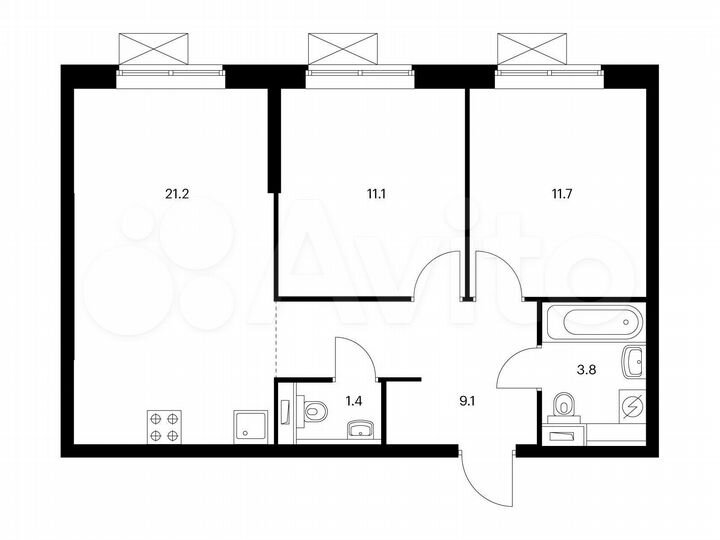 2-к. квартира, 58,3 м², 5/25 эт.