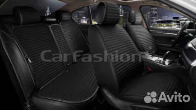 Накидки на сидения велюр экокожа черные, комплект