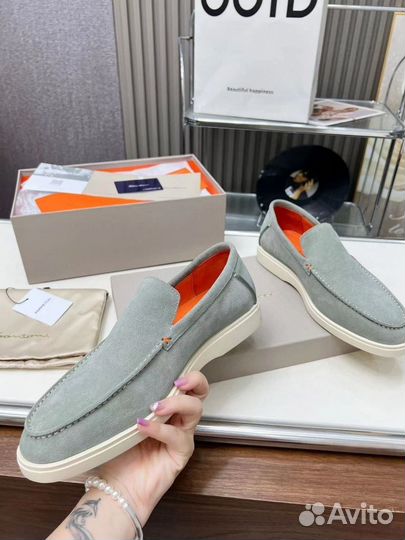 Лоферы мужские Santoni натуральная замша