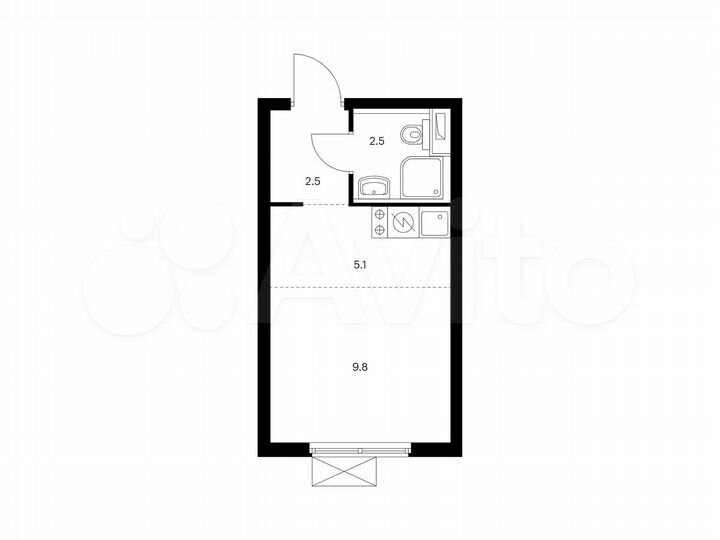 Квартира-студия, 19,9 м², 5/33 эт.