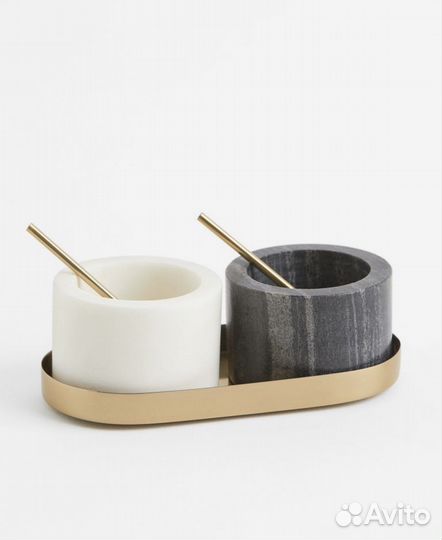 Мраморный поднос, молонка и перечница hm новые