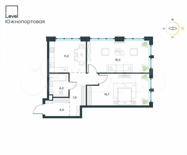 2-к. квартира, 61,9 м², 27/29 эт.