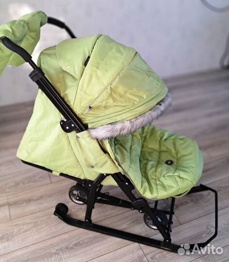 Санки-коляска Ника Детям 7-5S оливковый